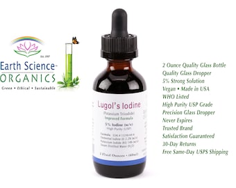 Solución de yodo de Lugol al 5%: Frasco de 2 oz con gotero