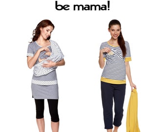 Chemise de grossesse avec fonction d'allaitement et écharpe d'allaitement dans un t-shirt chemise d'allaitement SET Mode d'allaitement 3 en 1 Mannequin de mode de maternité : TEMI à manches courtes par be mama !