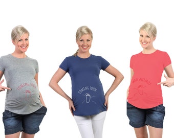 Umstandsshirt lustige Umstandsmode Schwangerschaftsmode Tshirt Modell: COMING SOON von be mama!