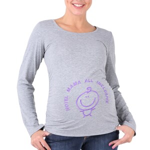 Umstandsshirt lustige Umstandsmode Schwangerschaftsmode Modell: HOTEL von be mama grau/lang/XL