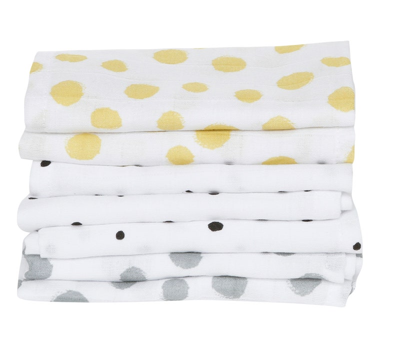 Baby Waschtücher Waschlappen Babywaschlappen Babywaschtücher Lappen 7 Stück von MOTHERHOOD Kleckse gelb