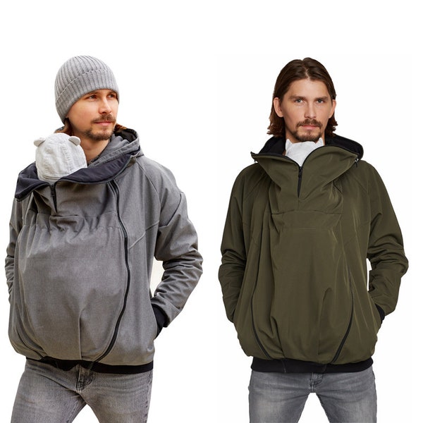 Giacca da trasporto per uomo/giacca papà Giacca softshell 2 in 1 Giacca da trasporto da uomo modello softshell: ZADAR ZIP di be mama!