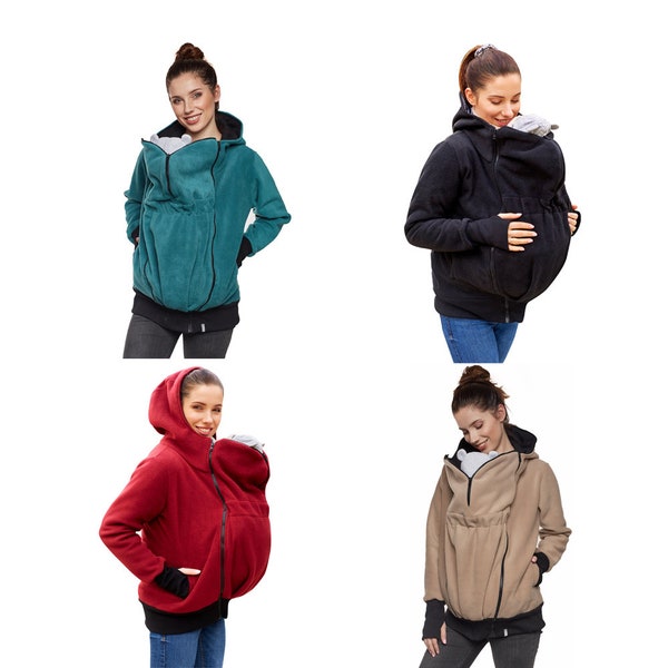 Tragejacke Umstandsjacke und Jacke in einem Fleecejacke 3in1 Umstandsmode Tragemode Modell: BERGAMI ZIP FLEECE von be mama!