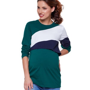 Stillshirt Umstandsshirt mit Stillfunktion Shirt 2in1 Stillmode Umstandsmode Damenshirt aus Baumwolle Modell: FRANKY von be mama Bild 8