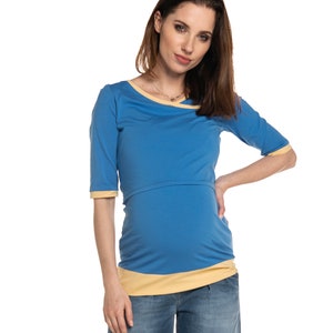Maternity shirt with nursing function, short sleeve nursing shirt, nursing fashion, maternity fashion, pregnancy fashion T-shirt 2 in 1 model: MONIC by be mama image 3