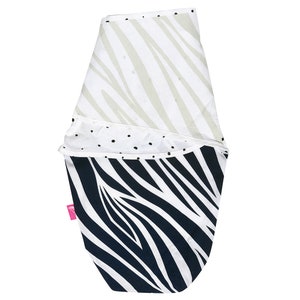 Pucktuch Puckdecke Strampelsack Pucksack Swaddle Tuch Animal von MOTHERHOOD Zebra dunkelblau