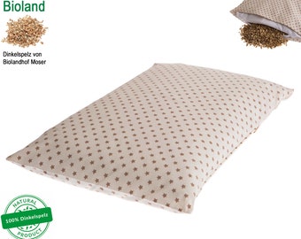 DinkelTraum almohada de espelta almohada con funda 40 x 60 cm con relleno de espelta almohada de calidad BIOLAND almohada para niños almohada de be mama!