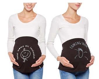 Bauchband aus Baumwolle mit Stickerei Mamaband Shirtverlängerung für Schwangere von be mama!