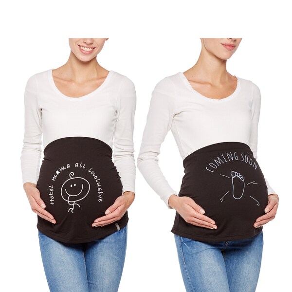 Bauchband aus Baumwolle mit Stickerei Mamaband Shirtverlängerung für Schwangere von be mama!