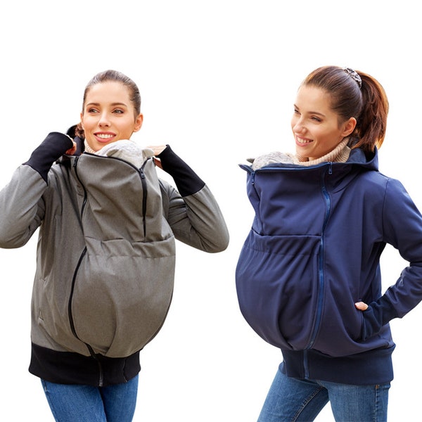 Tragejacke Umstandsjacke und Jacke in einem Softshelljacke 3in1 Umstandsmode Tragemode Modell: BERGAMI ZIP SOFTSHELL von be mama!