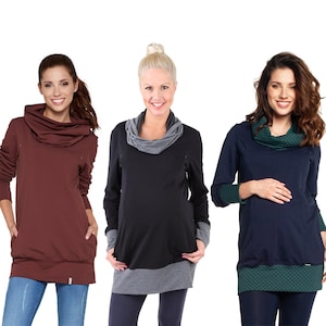 Nursing sweater maternity sweater women's sweater 3in1 cotton nursing shirt maternity fashion nursing fashion sweatshirt large sizes Model: NELLA from be mama image 1