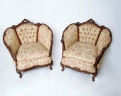 Pair of Early 20th Century Carved Victorian Belle Epoque Bergère Chairs