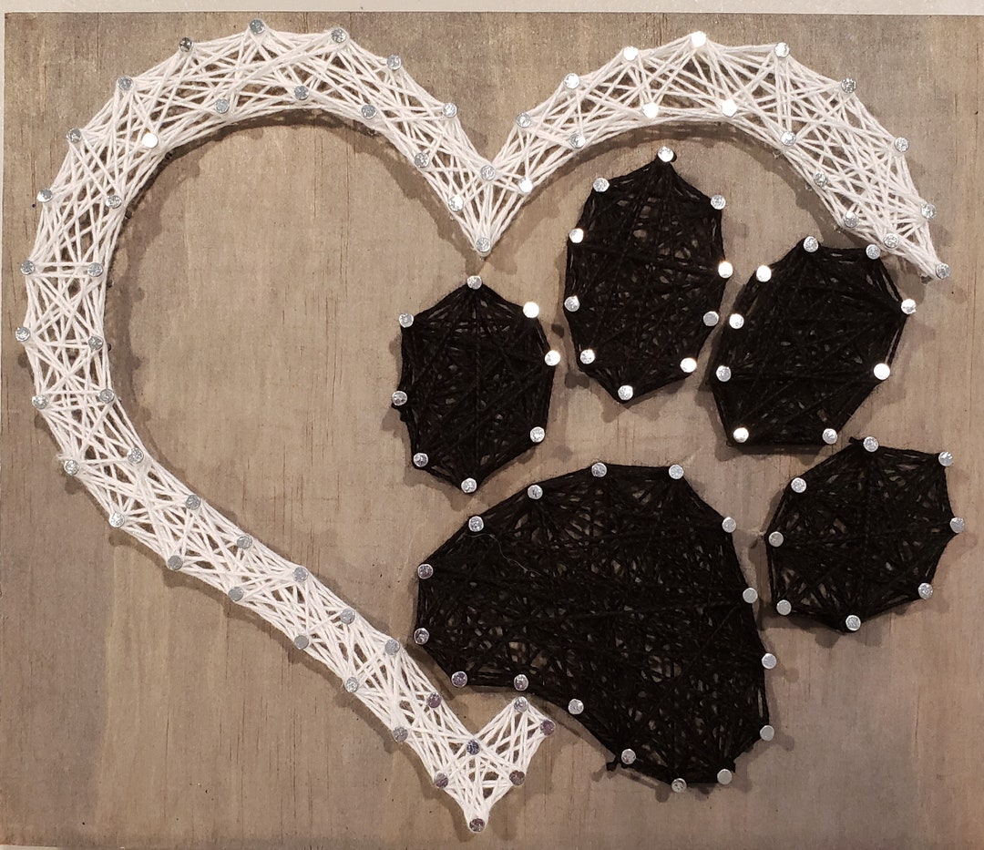 Heart and Pawprint String Art - Etsy