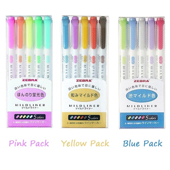 ZEBRA Mildliner Soft Color Double-Sided Highlighter Pen 5-Colors SET WKT7-N-5C