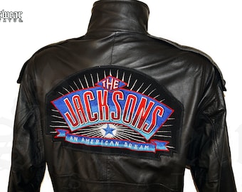90s Vintage The Jackson 5 AN AMERICAN DREAM (1992) Leather Movie Crew Jacket M L // Michael Jackson Mini Series Celebrity Worn Bomber Jacket