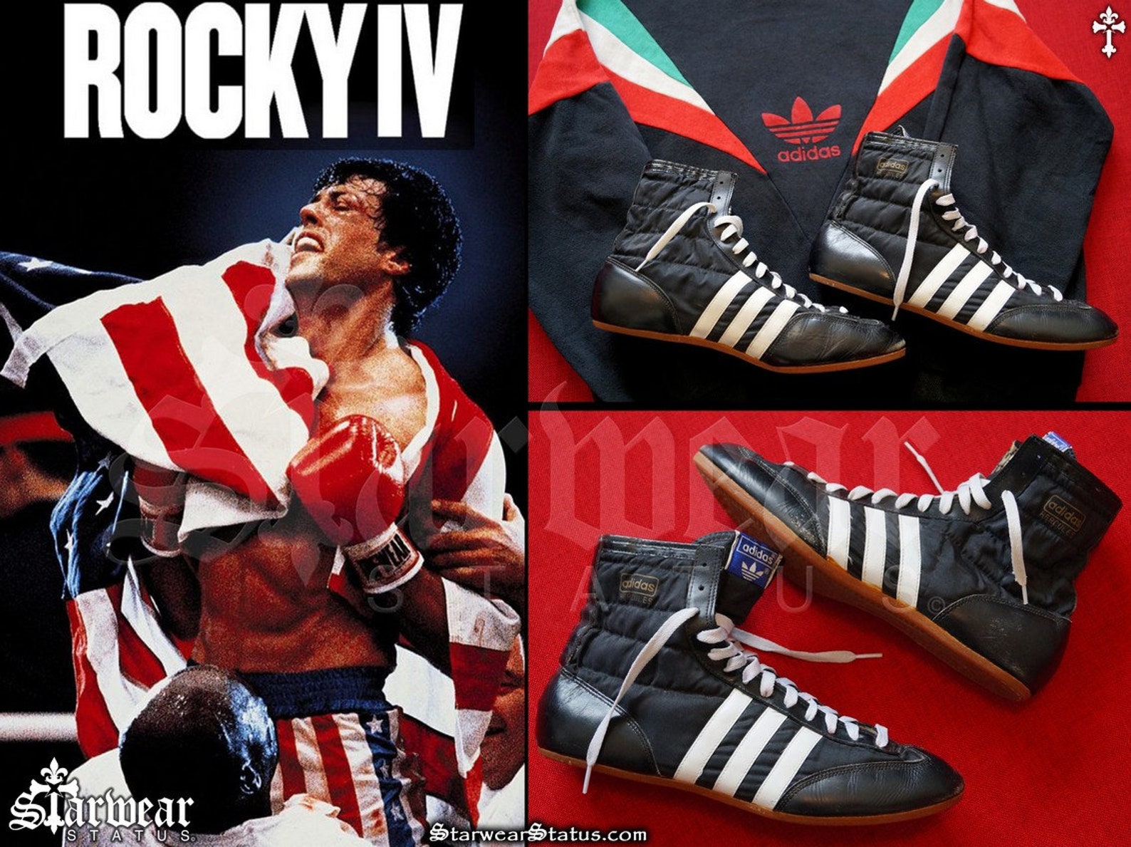 Vintage 80s Adidas ROCKY IV BALBOA Italian Boxing Movie Shoes Boots