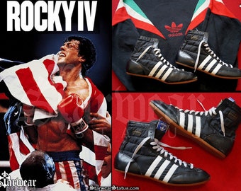 Vintage 80s Adidas ROCKY IV BALBOA Italian Boxing Movie Shoes Boots Fits Size Us 9 - 9.5 (As Worn By Sylvester Stallone & Freddie Mercury)