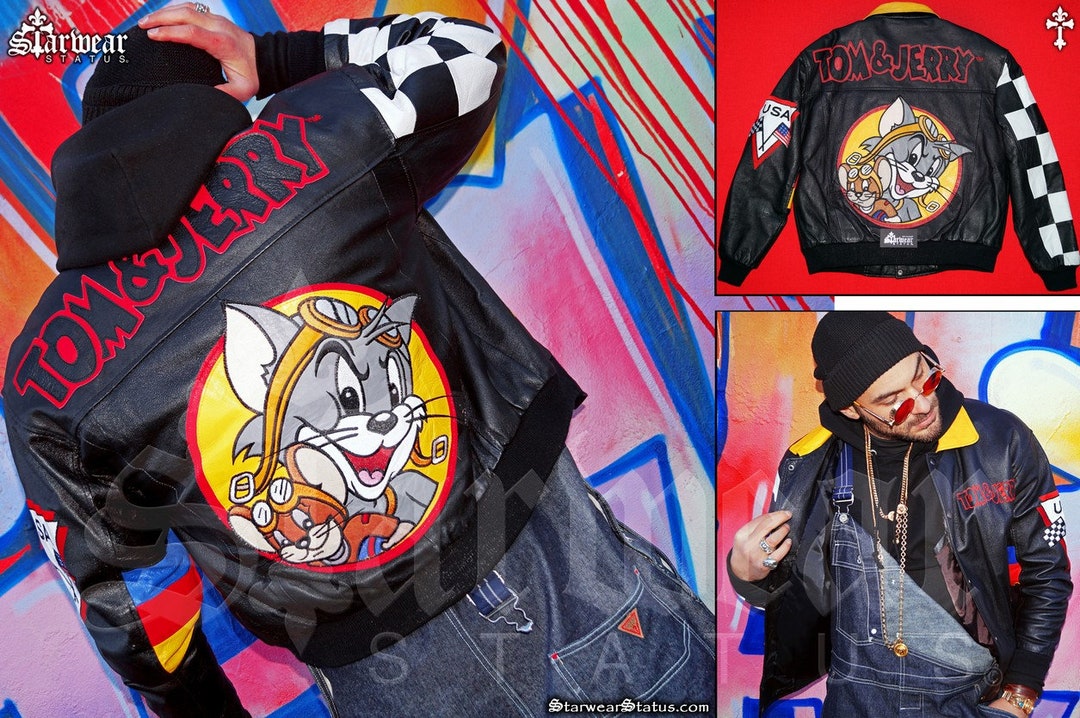 Vintage Tom and Jerry 80s 90s Cartoon Leather Color Block Vintage Tom and Jerry 80s 90s Cartoon Leather Color Block
