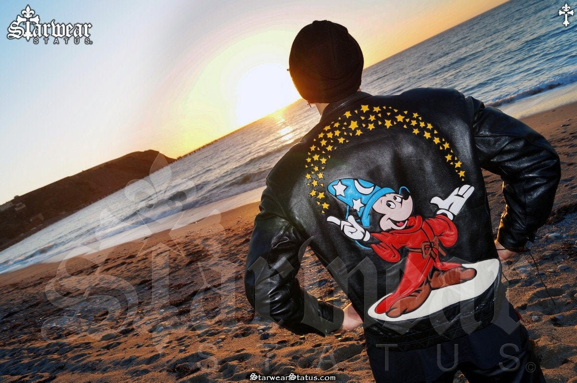 Vtg 90s Mickey Mouse Leather Jacket Disney Black M-L // 80s Vtg 90s Mickey Mouse Leather Jacket Disney Black M-L // 80s
