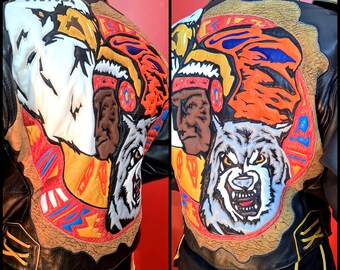 Vintage 80s Native American Indian Chief Cherokee Tribal