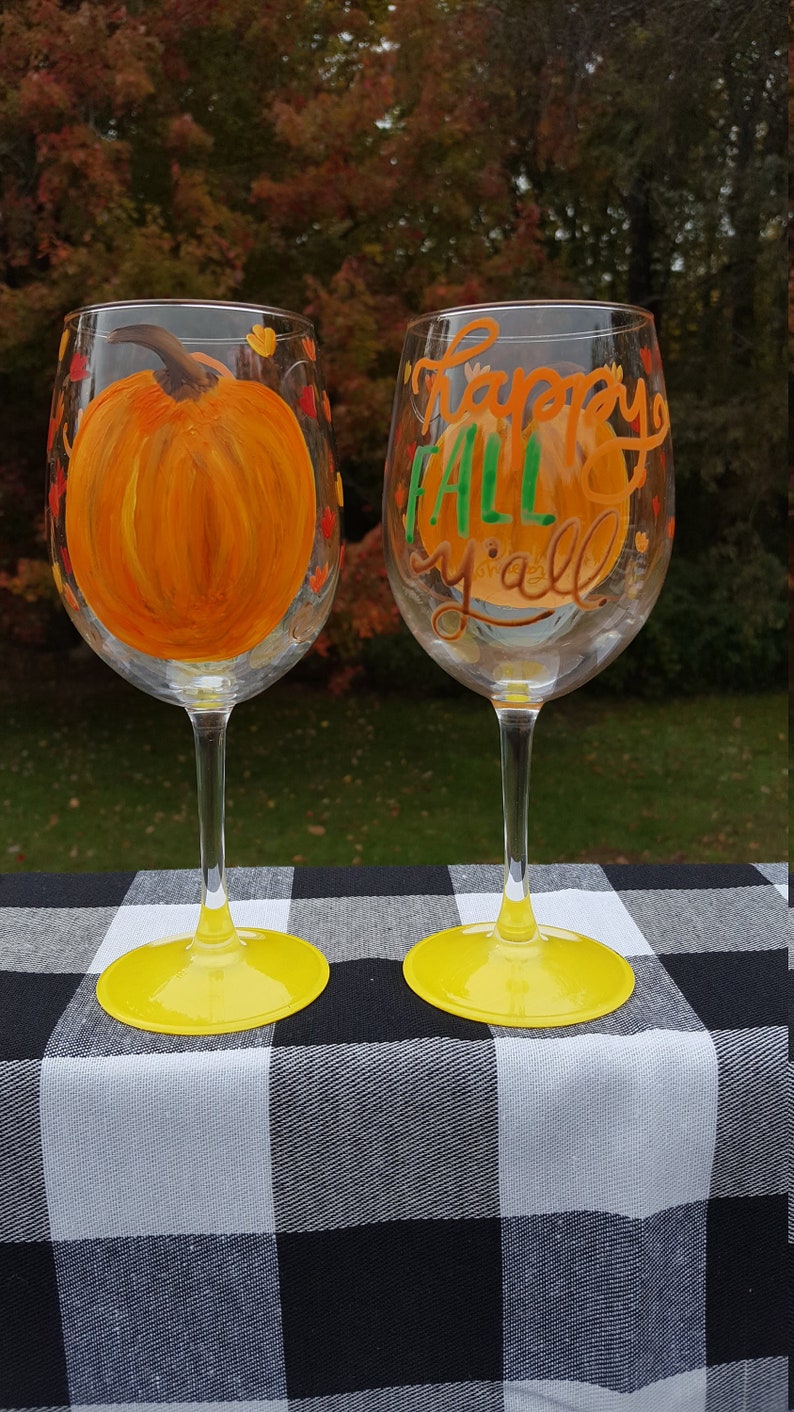 Handpainted Thanksgiving themed Wine Glasses Turkey glass Etsy