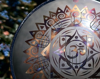 Big Steel tongue drum 18 inch Om Mandala 432 Hz or 440 Hz