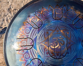 14-Zoll Stahlzungentrommel mit Mandala-Gravur