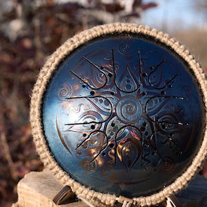 10 Inches Magic Flower Steel Tongue Drum, 440 or 432 Hz Handpan Drum with Sacred Geometry, Perfect for Meditation, Yoga, Sound Healing