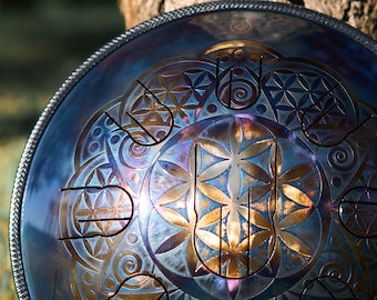 Steel tongue drum flower of life 14 inch 440 Hz or 432 Hz