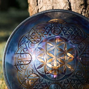 Steel tongue drum flower of life 14 inch 440 Hz or 432 Hz