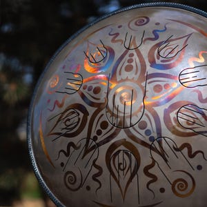 18 inch Big world-class Steel tongue drum with Magic Flower design