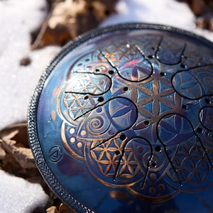 Steel tongue drum 10 inch Flower of life 440 Hz or 432 Hz + free bag