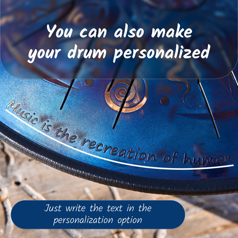 Handcrafted 432 Hz engraved tank drum, Shaman drum for yoga & meditation, Musical instruments, Handpan drum, Unique birthday gift ideas image 10