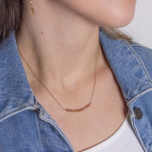 Sunstone Bar Necklace - Dainty Gemstone Necklace - 14K Rose Gold Fill - Beaded Necklace - Fall Necklace - Minimalist - Gift for Her