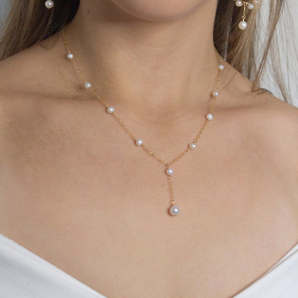 Stick Pearl Y Necklace