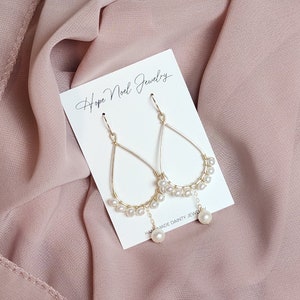 JOY Earrings - Freshwater Pearl Chandelier Earrings - Pearl Dangle Earrings - 14K Gold Fill - Bridal Jewelry - Fancy Earrings - Gift