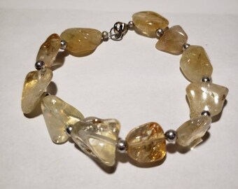 Citrine nugget gemstone bracelet