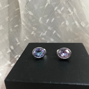 Vintage Blue and Purple Silvertone clip on earrings