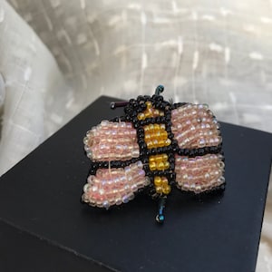 Vintage Handmade Beaded Bee Brooch/Pin