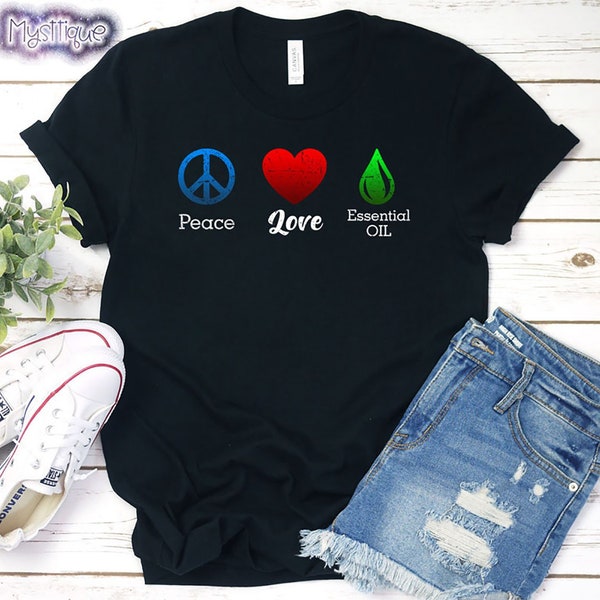 Geschenk für Mama, ätherisches Öl Shirt, Gesundheit und Fitness, Medizin, Kräuter, ätherische Öle, Frieden Liebe ätherische Öle T-shirt, Mama Leben