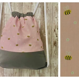 Kita-Kinderbeutel „Biene rosa“ / Kindergartenrucksack