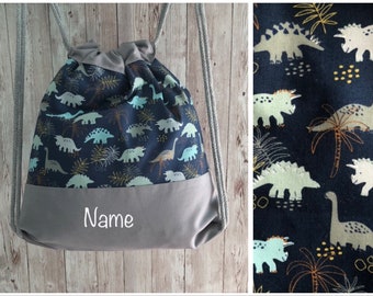 Kita children's bag “Dino dark blue” / kindergarten backpack / gym bag / backpack
