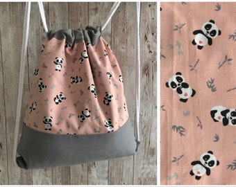 Kindergartenbeutel „Panda rosa“ / Kindergartenrucksack / Kinderbeutel / Rucksack