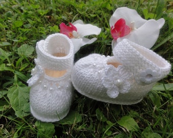 Gestricktrickte  Babyschuhe Taufschuhe