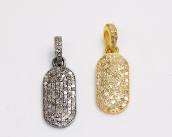 Beautiful flower design Rosecut pave diamond pendant 925 sterling silver handmade finish enameling designer diamond pendant jewelry