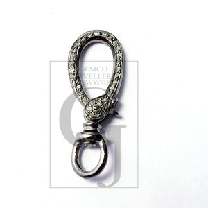 Rosecut Pave Diamond Clasp: Handmade 925 Sterling Silver