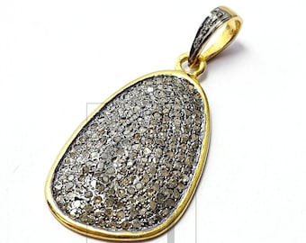 Pave Diamond Multi Colour Tourmaline Pendant Diamond Silver Sterling 925 Standard Deep Black Size Necklace Pendant Jewelry 71x32mm
