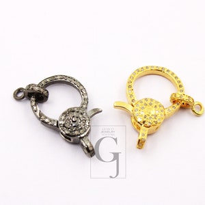 5pc Pave Diamond Lobster Clasp: .925 Sterling Silver Handmade Lock