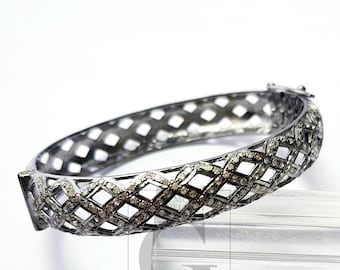 Very beautiful designer Rosecut pave diamond bangle 925 sterling silver handmade finish fashionable diamond bangle bracelet