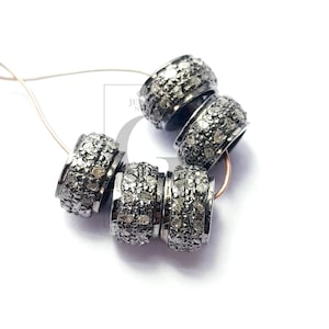 Rosecut Pave Diamond Rondelle: Handmade Sterling Silver Bead